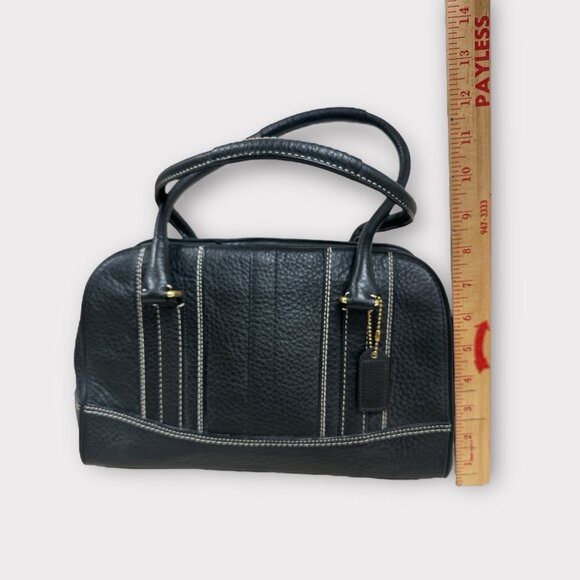 Vintage Coach‎ Black Satchel Tote J0693-10526 White Stitching Double Handle - Picture 13 of 13